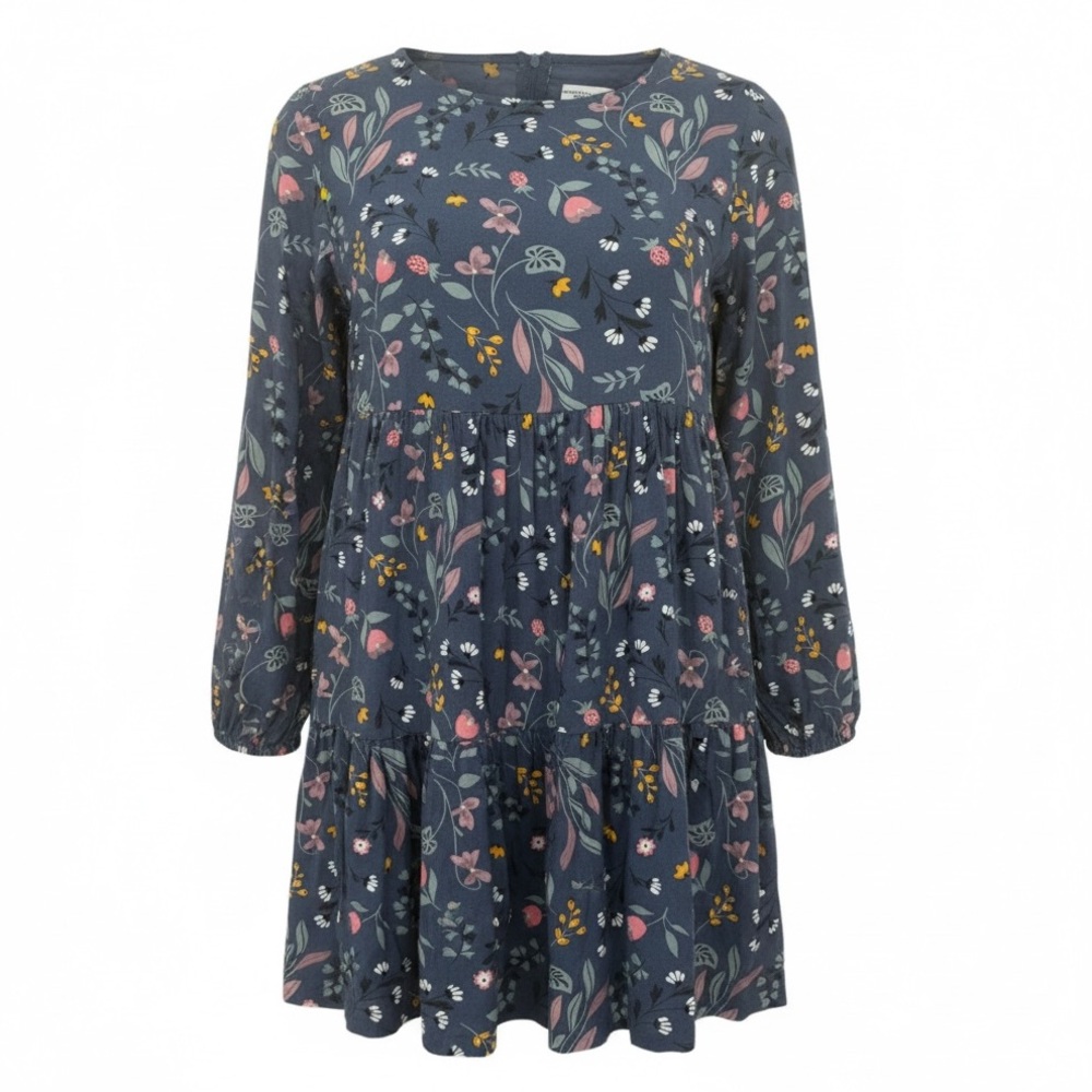 Polarn O. Pyret Floral Kids Dress - Blue and Pink